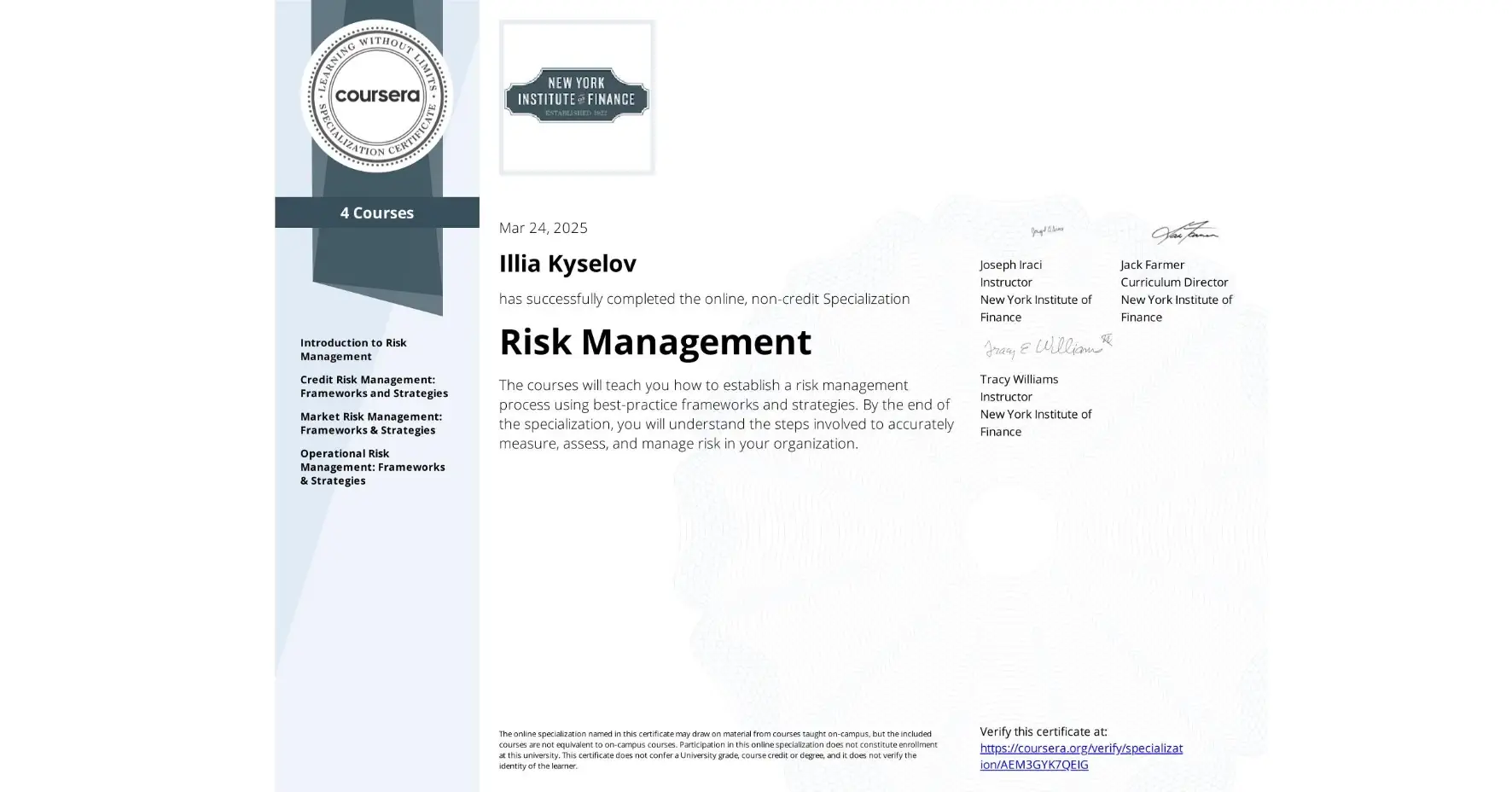 Risk Management Илья Киселев